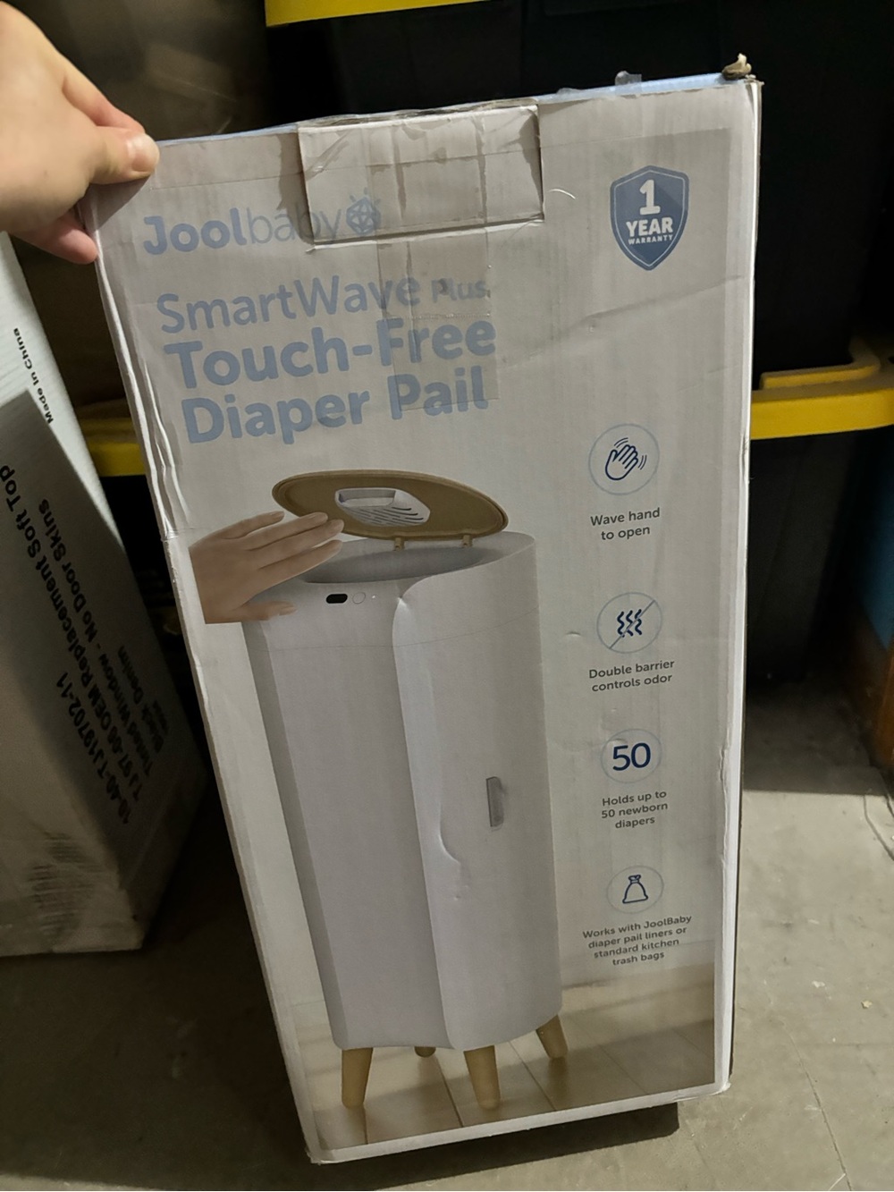 Jool smart wave touchless diaper pail